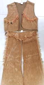 Kids Costumes to Hire - COWBOY - LIGHT BROWN - waiscoat & chaps - CHILD